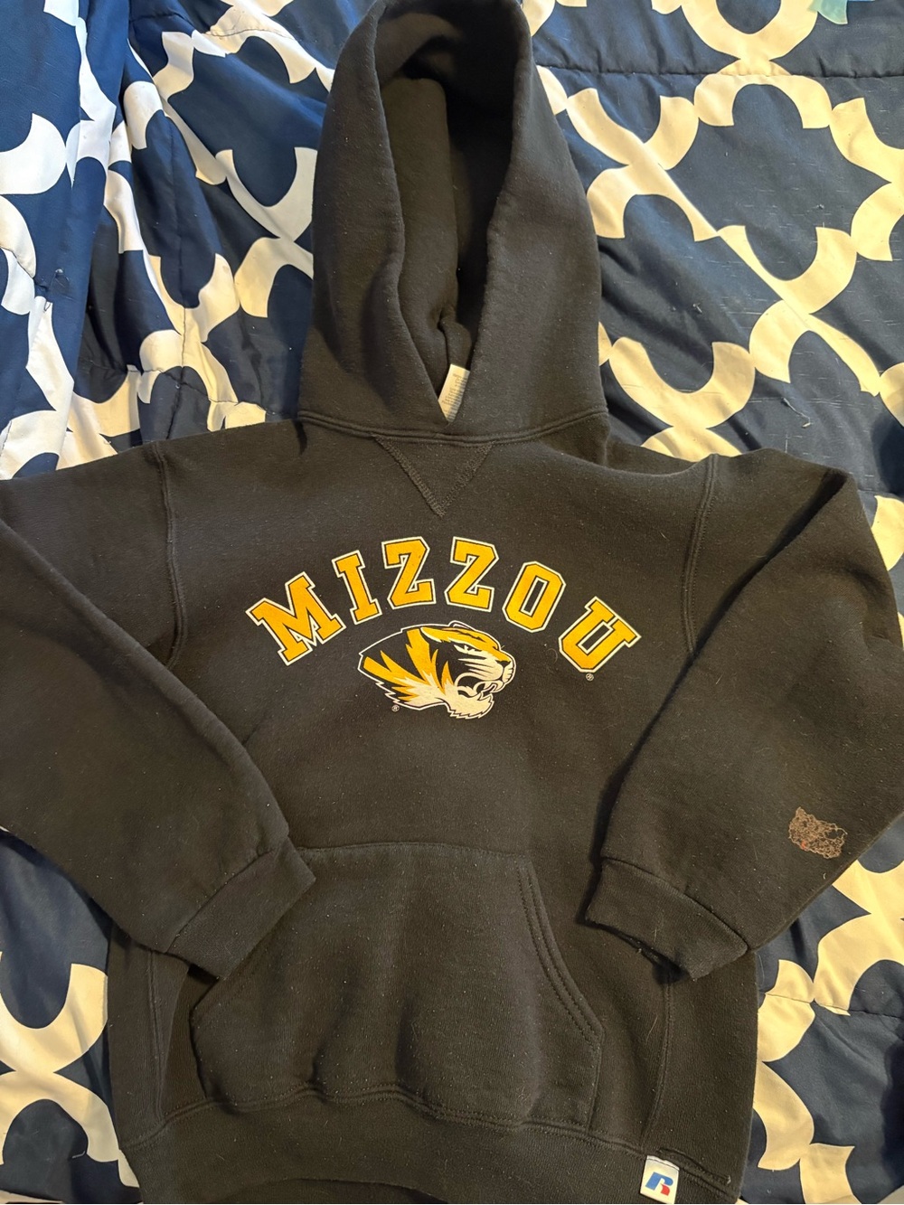Child's Mizzou Black Hooded Sweatshirt with Tiger Logo youth medium